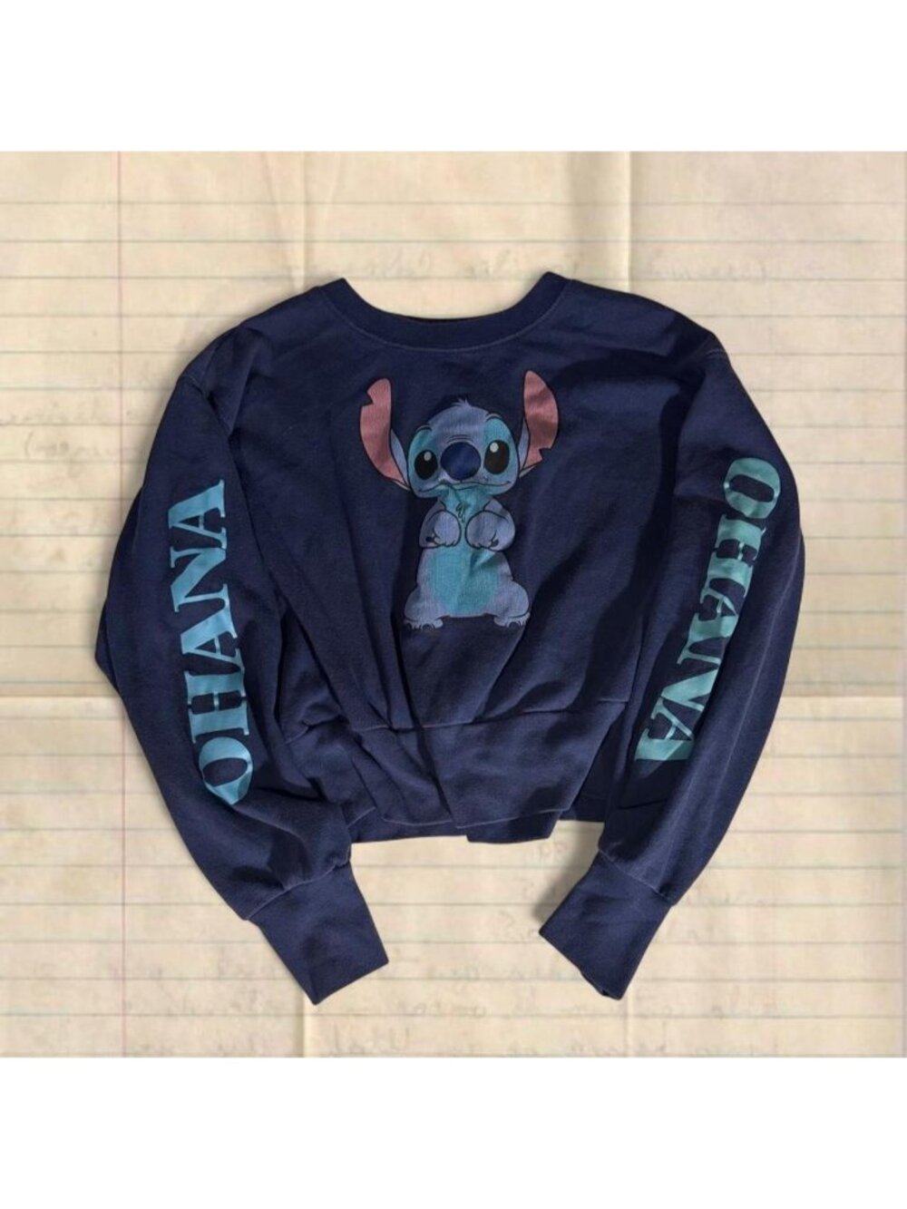 Disney Stitch navy blue crewneck sweatshirt with blue Stitch graphi